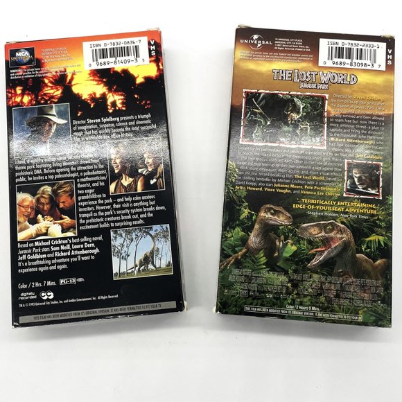(2) Jurassic Park (original) & The Lost World w/ Hologram Dinosaur VHS Movies - Picture 2 of 5